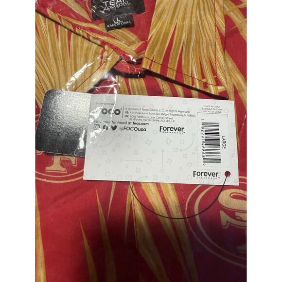 FOCO NFL Mens SF Team Logo Floral Aloha Tropical Button Up Shirt Hawaiian Large - Picture 5 of 15